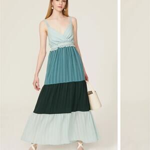 Slate & Willow Green Tiered Ruffle Maxi Dress MEDIUM Cottage Sundress Party $150